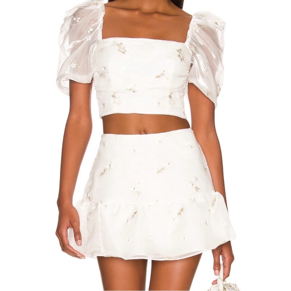 Amanda Uprichard x Revolve White Ivory Floral Willis Top | M